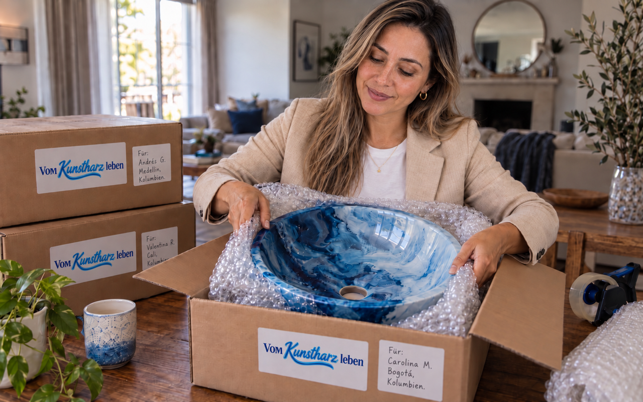 Luna verpackt Bestellungen