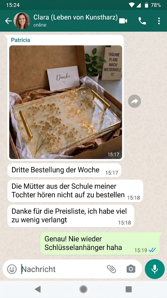 WhatsApp-Nachricht einer Schülerin